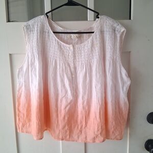We The Free White to Peach Ombre Button-Front Sleeveless Tank